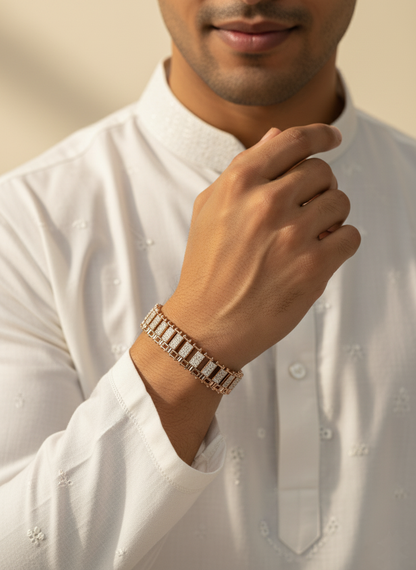 Luxury Rose Gold & Diamond-Simulant Link Bracelet