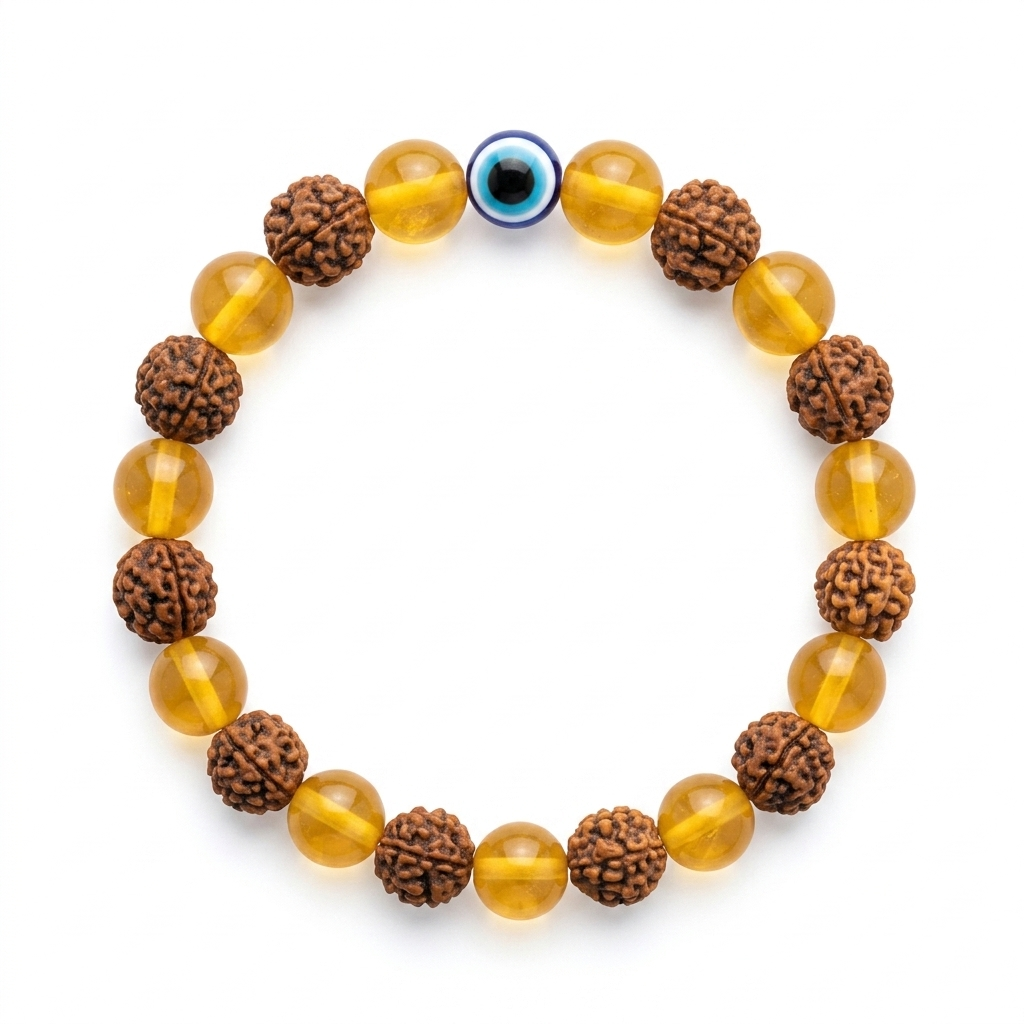 Rudraksha Yellow Stone Protection Bracelet