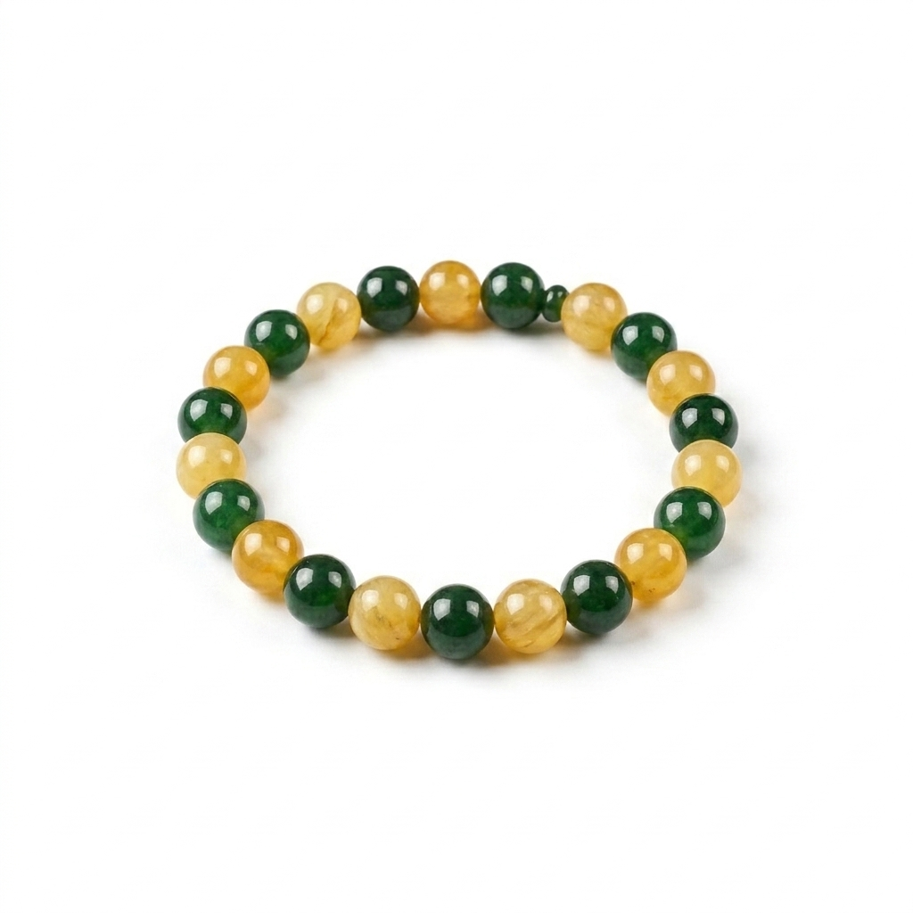 Green & Yellow Jade Beaded Bracelet