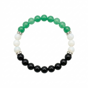 Green Aventurine & Black Beaded Bracelet