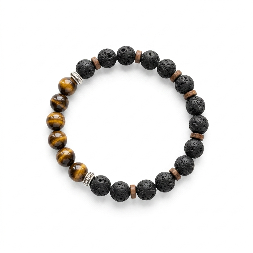 Handmade Tiger Eye & Lava Stone Bracelet
