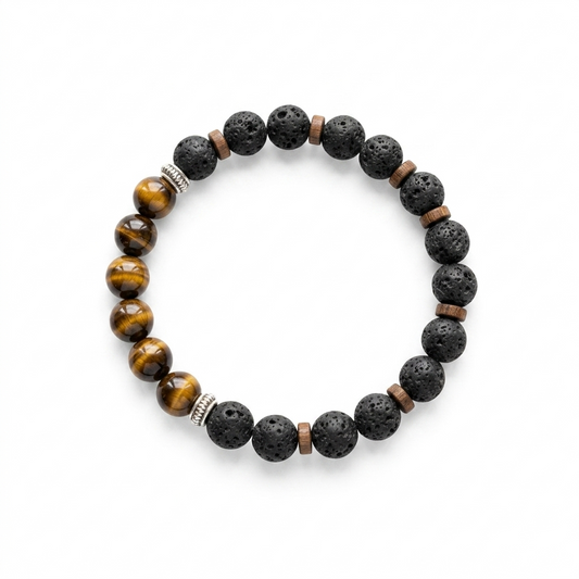 Handmade Tiger Eye & Lava Stone Bracelet