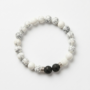 White Howlite & Lava Stone Bracelet