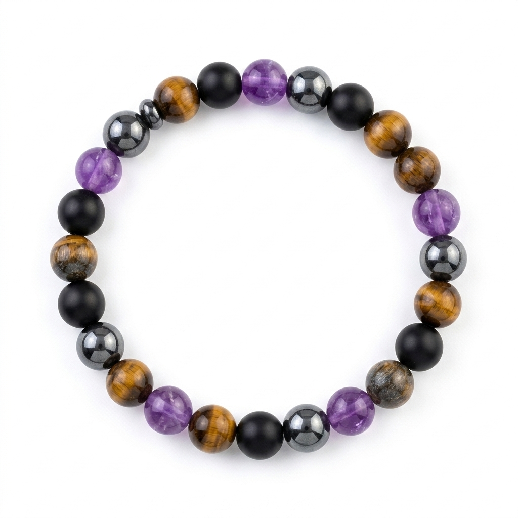 Tiger Eye & Amethyst Crystal Bracelet