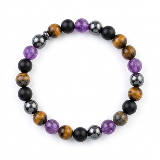Tiger Eye & Amethyst Crystal Bracelet