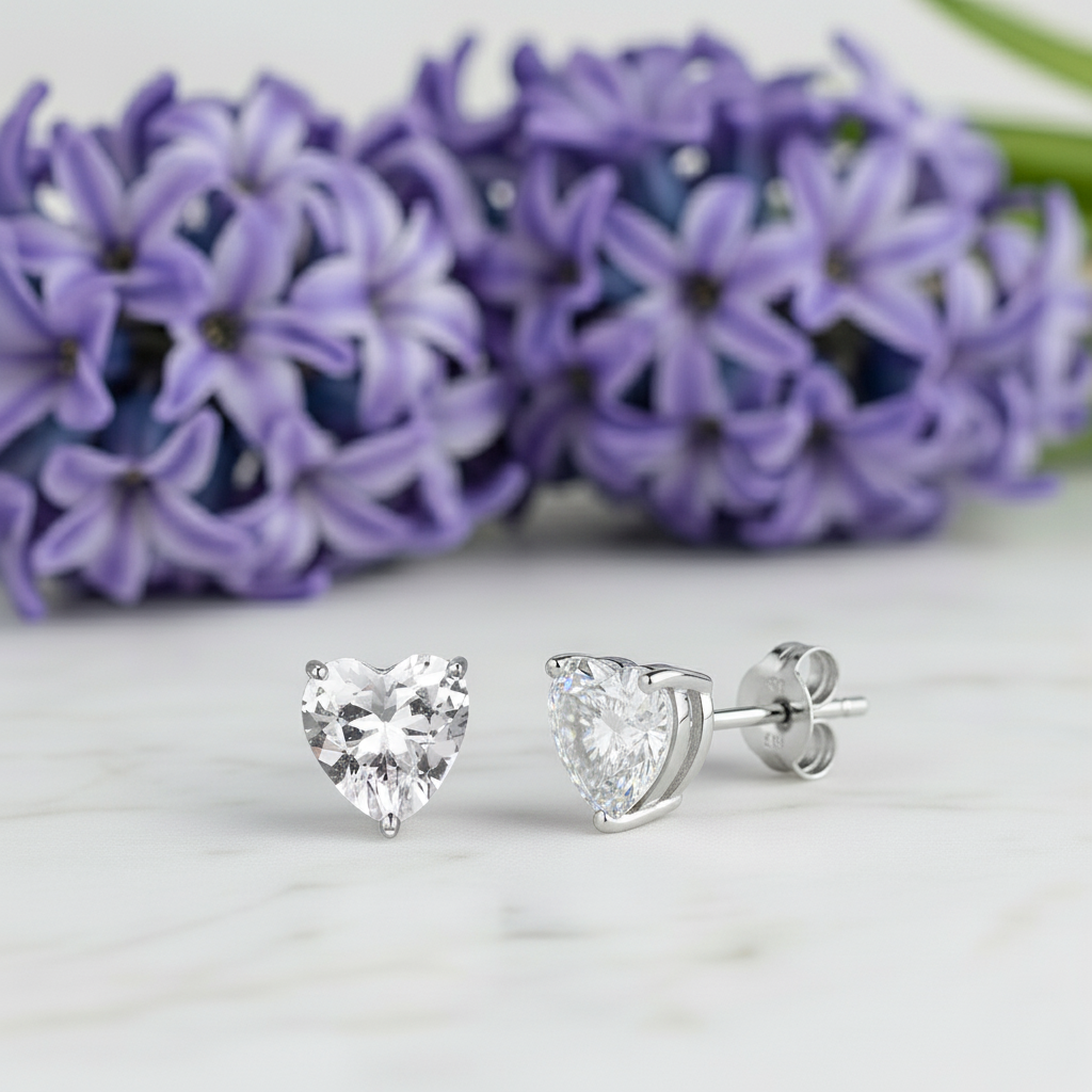 Miswah Heart Shaped Zircon Stud Earrings