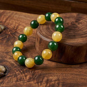 Green & Yellow Jade Beaded Bracelet