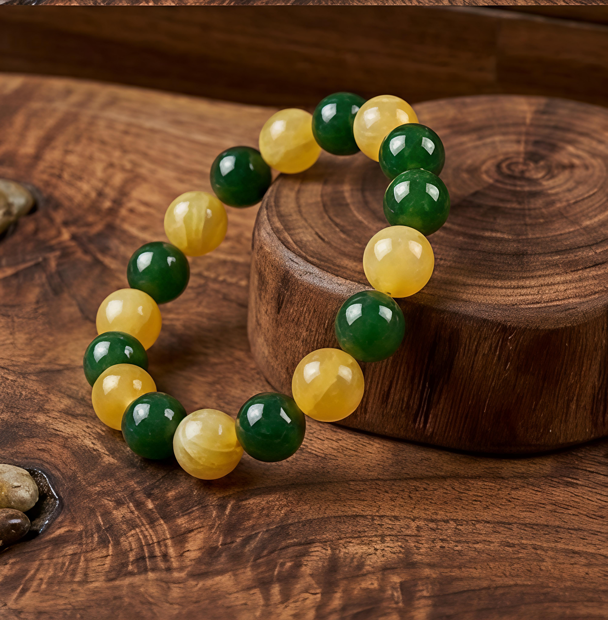 Green & Yellow Jade Beaded Bracelet