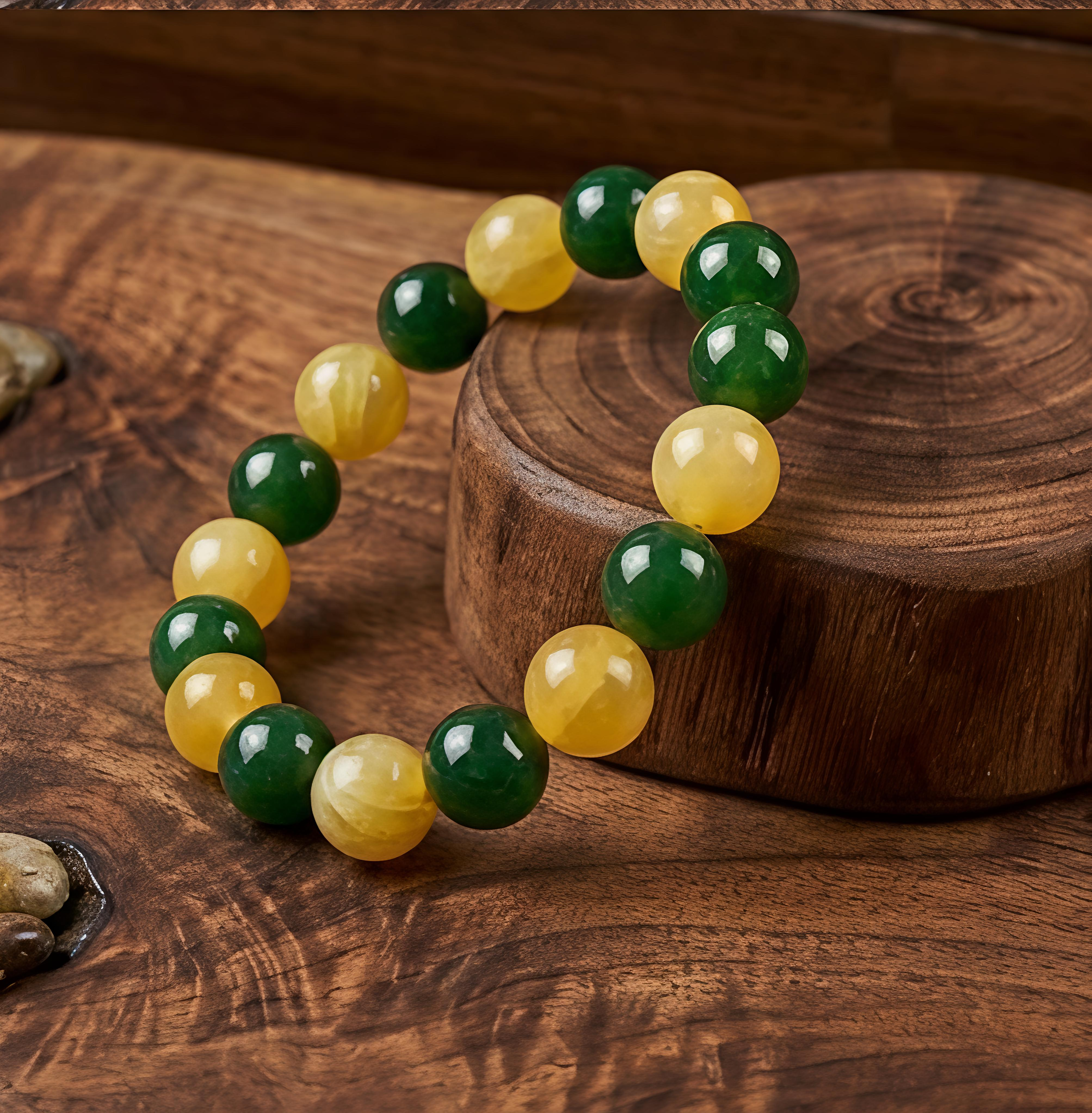 Green & Yellow Jade Beaded Bracelet