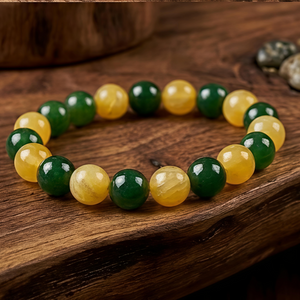 Green & Yellow Jade Beaded Bracelet