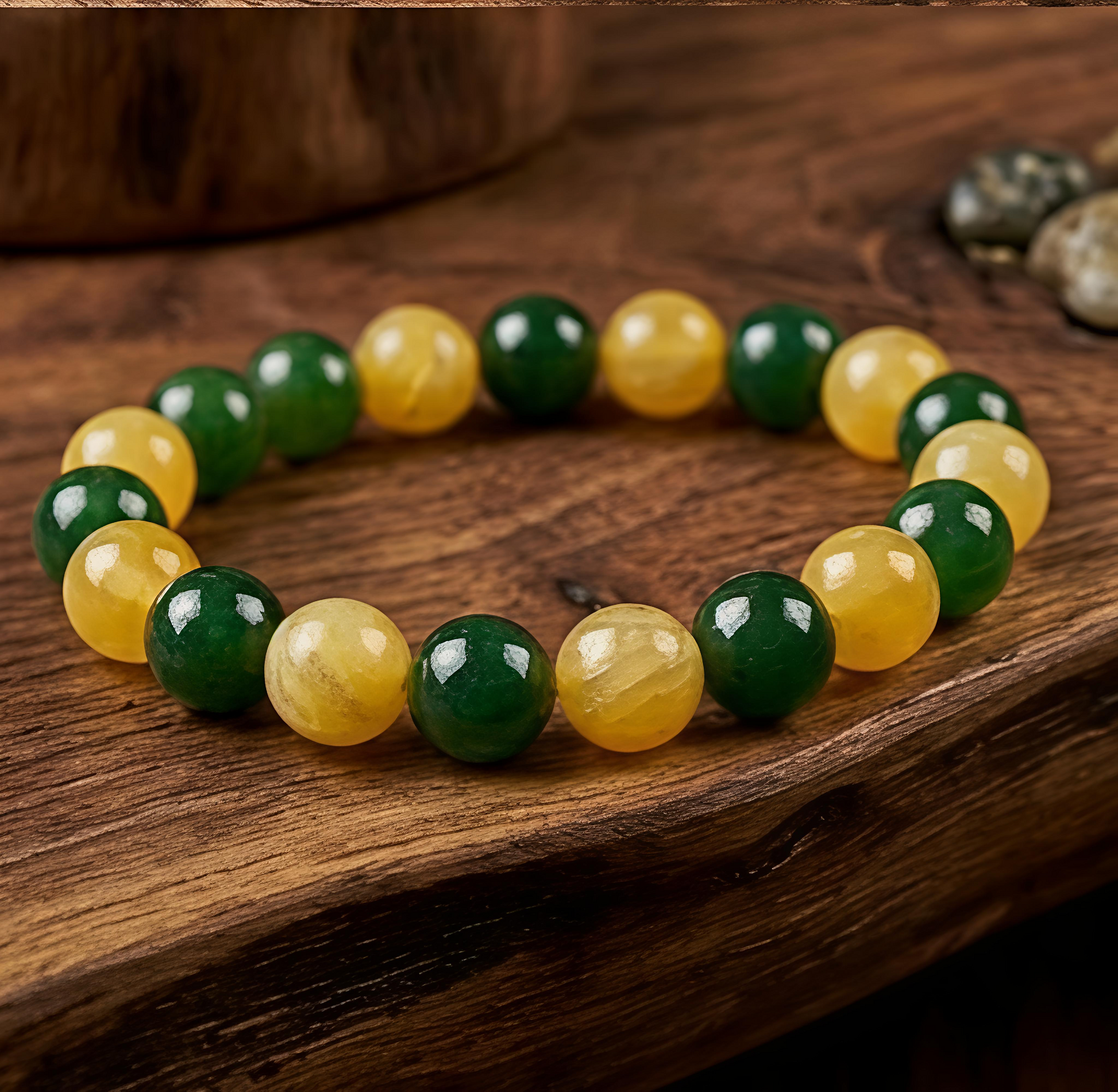 Green & Yellow Jade Beaded Bracelet