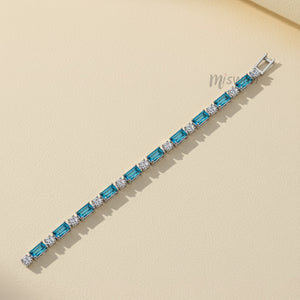 Blue Radiance Silver Tennis Bracelet