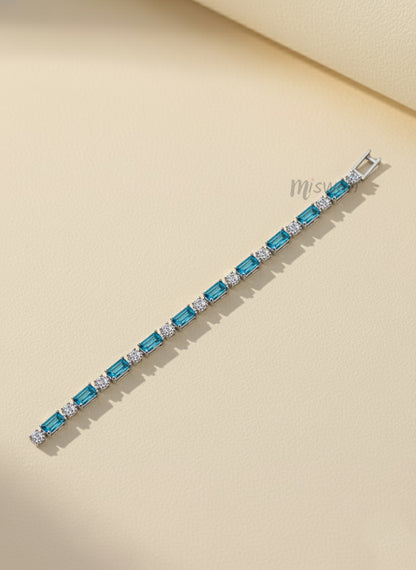 Blue Radiance Silver Tennis Bracelet
