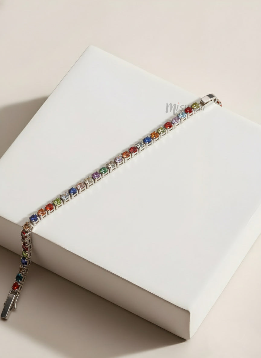 Spectrum Spark Silver Tennis Bracelet-1.50 mm