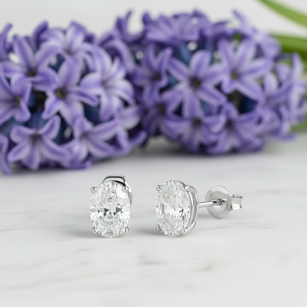 Miswah Oval Cut Zircon Stud Earrings