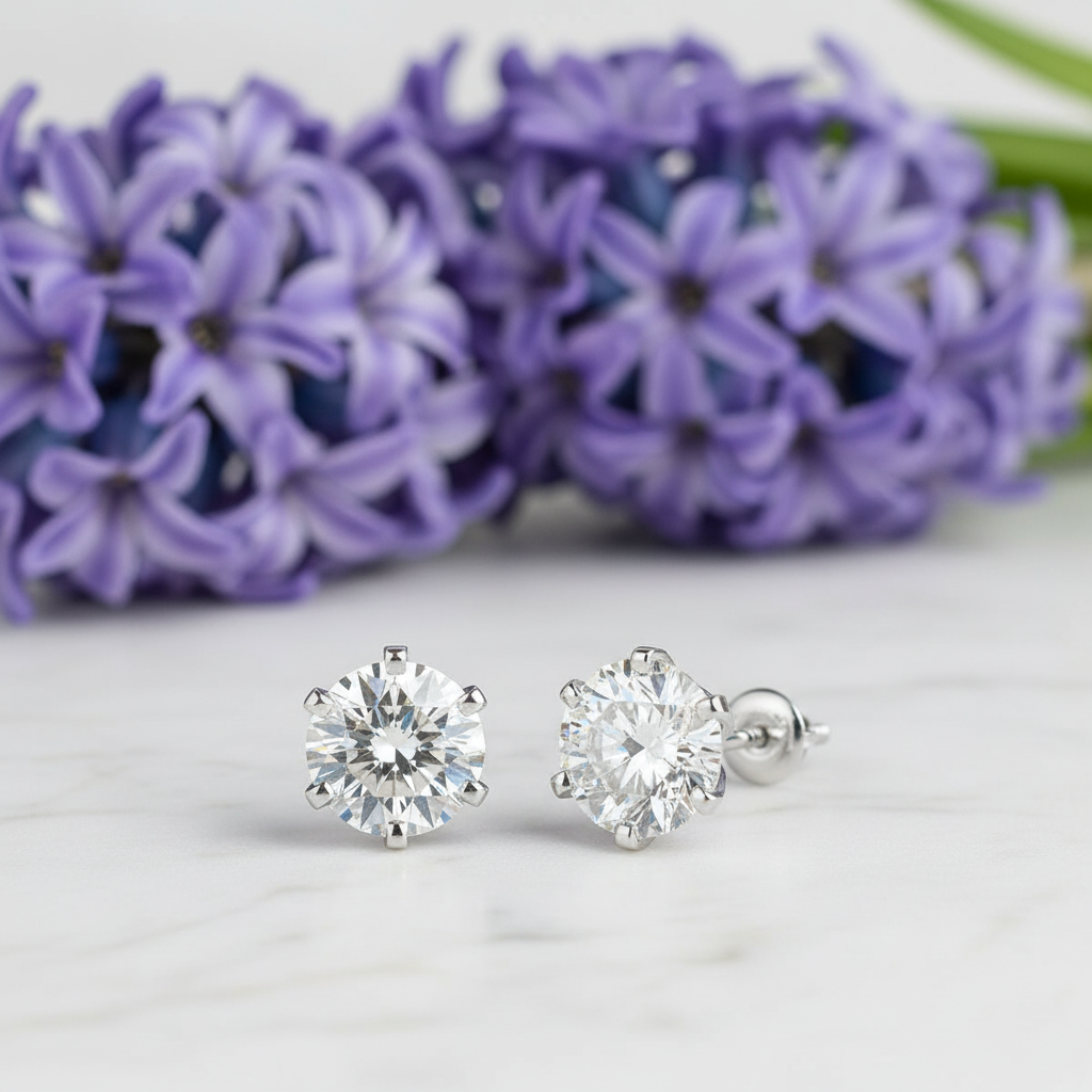 Miswah Classic Round Zircon Stud Earrings