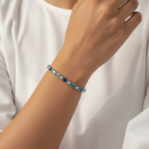 Blue Radiance Silver Tennis Bracelet