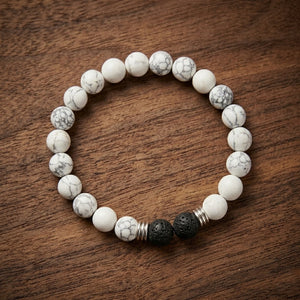 White Howlite & Lava Stone Bracelet