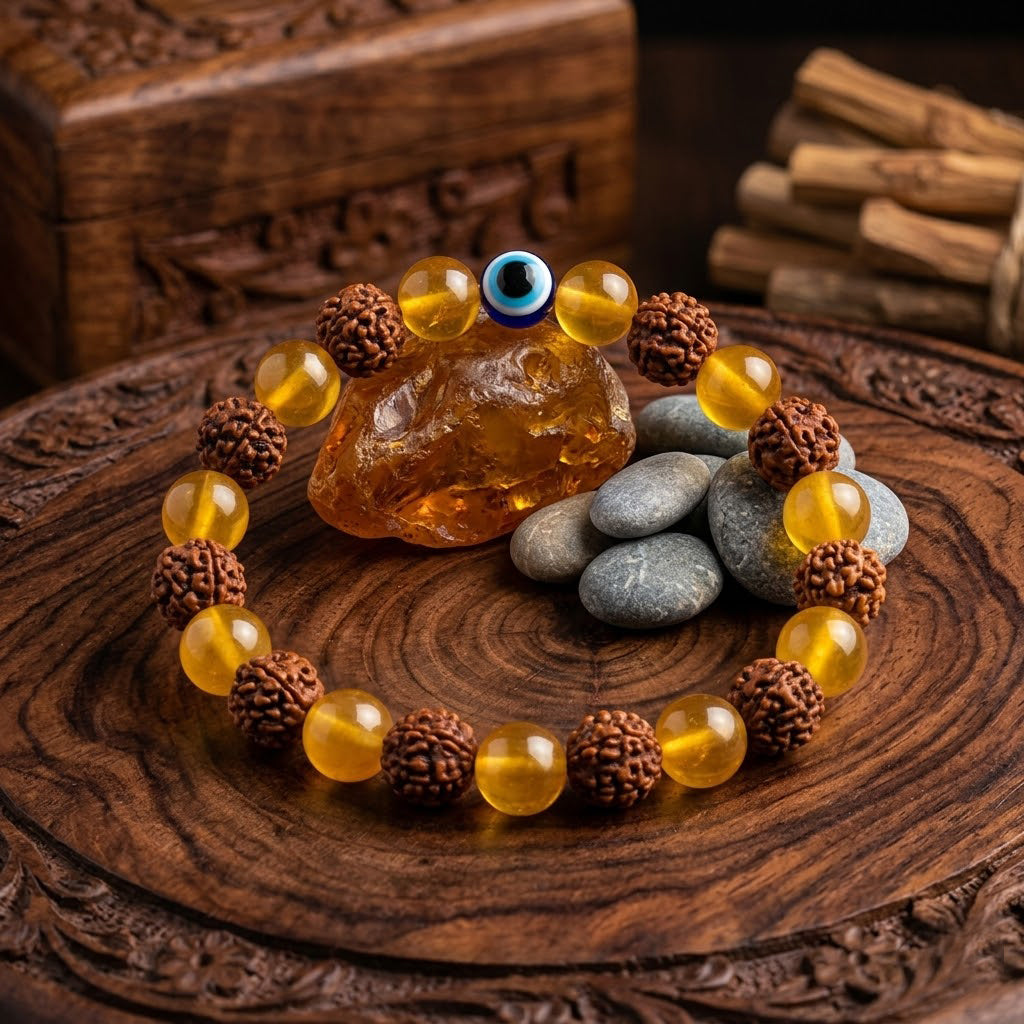 Rudraksha Yellow Stone Protection Bracelet