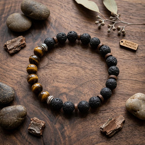 Handmade Tiger Eye & Lava Stone Bracelet