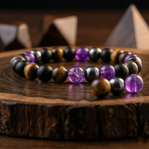 Tiger Eye & Amethyst Crystal Bracelet