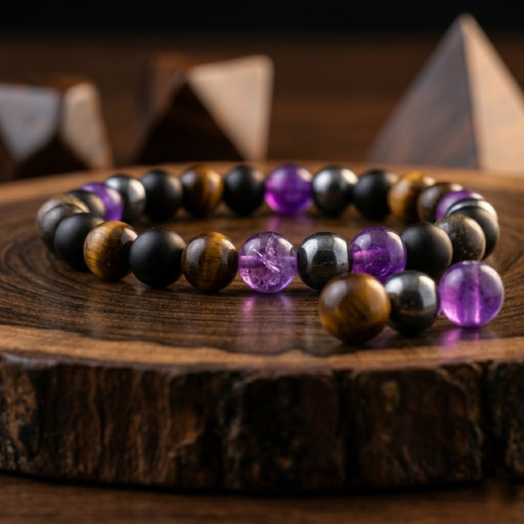 Tiger Eye & Amethyst Crystal Bracelet